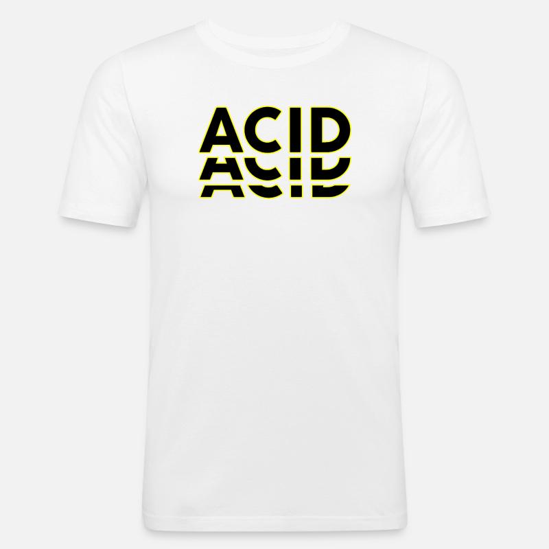 Acid Techno Amelie Harte Dunkle Beats - Männer Slim Fit T-Shirt - Weiß