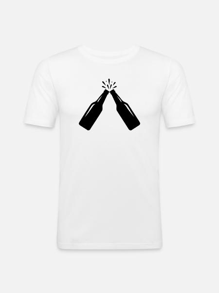 Cheers – Beer Bottles Toast - Men's Slim Fit T-Shirt - white