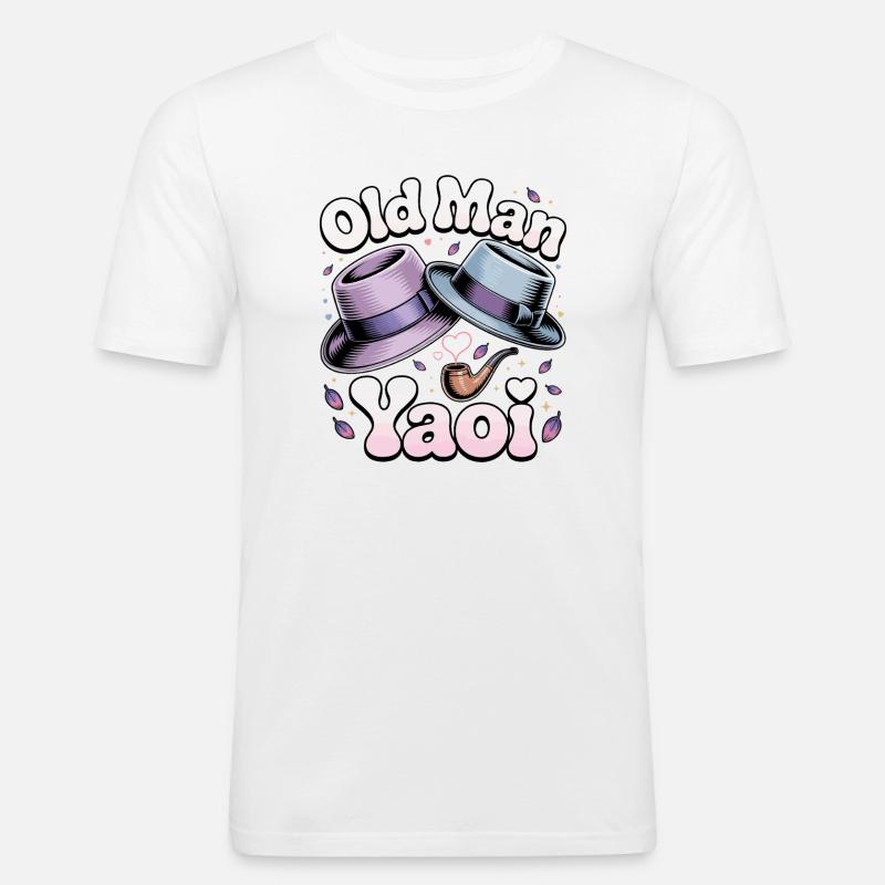 Vecchio Yaoi: Cappelli Pipe - Maglietta aderente da uomo - bianco