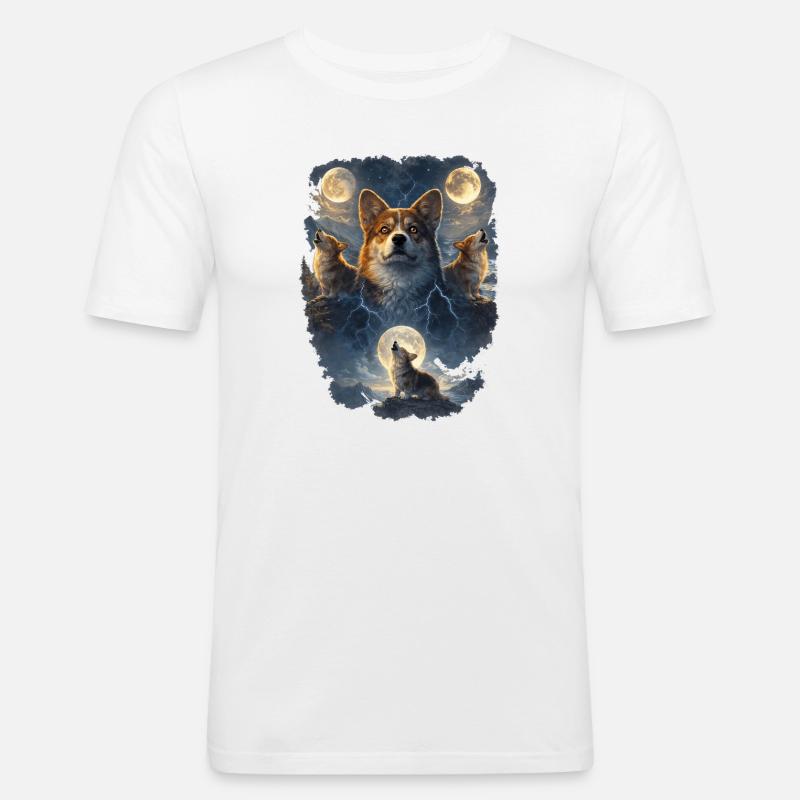 Corgi delle Tre Lune. - Maglietta aderente da uomo - bianco