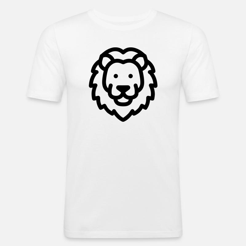 Löwe - Männer Slim Fit T-Shirt - Weiß