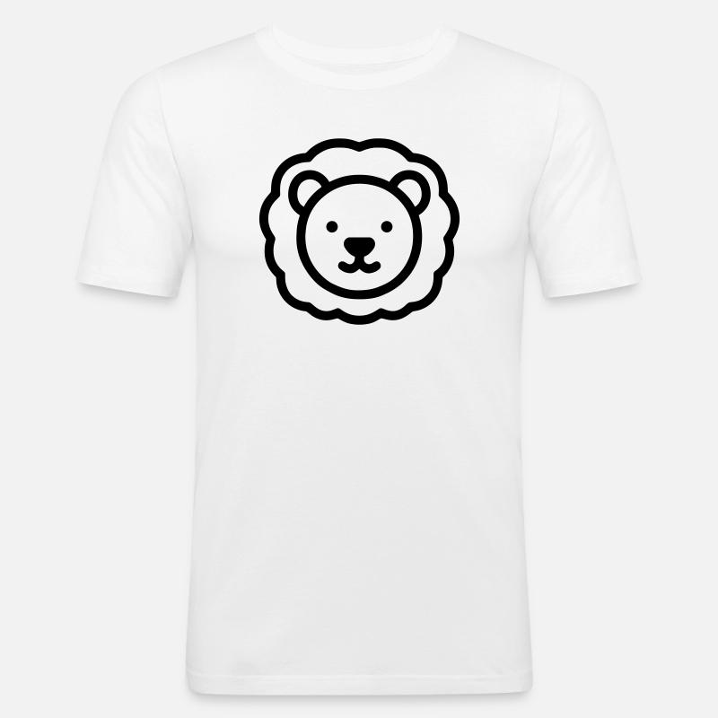 Löwe - Männer Slim Fit T-Shirt - Weiß