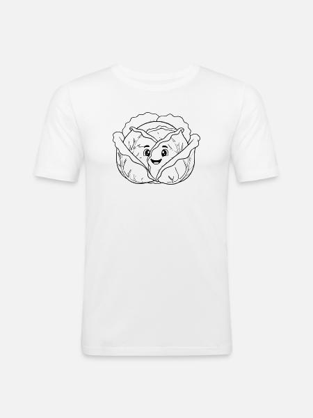 Cabbage Vegetable Kawaii Outline - Men's Slim Fit T-Shirt - white