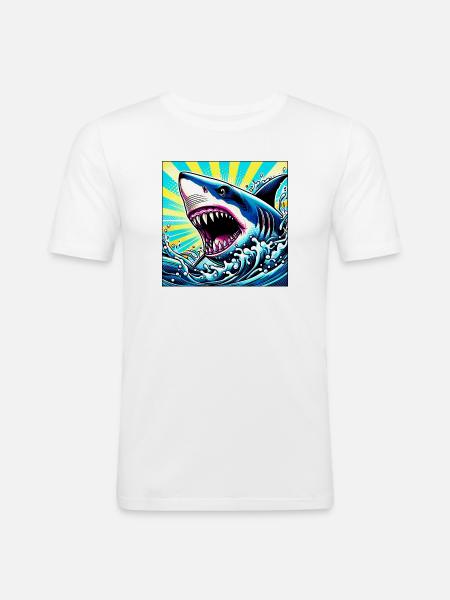 Requin - T-shirt près du corps Homme - blanc