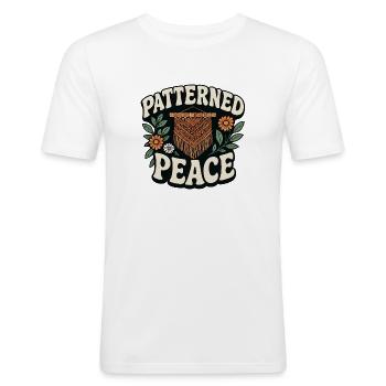 Patterned Calm | Macrame Boho - Men's Slim Fit T-Shirt - white - Front - Nik (191cm)