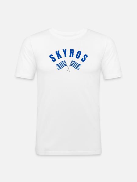 Skyros Greek Crossed Flags - Men's Slim Fit T-Shirt - white