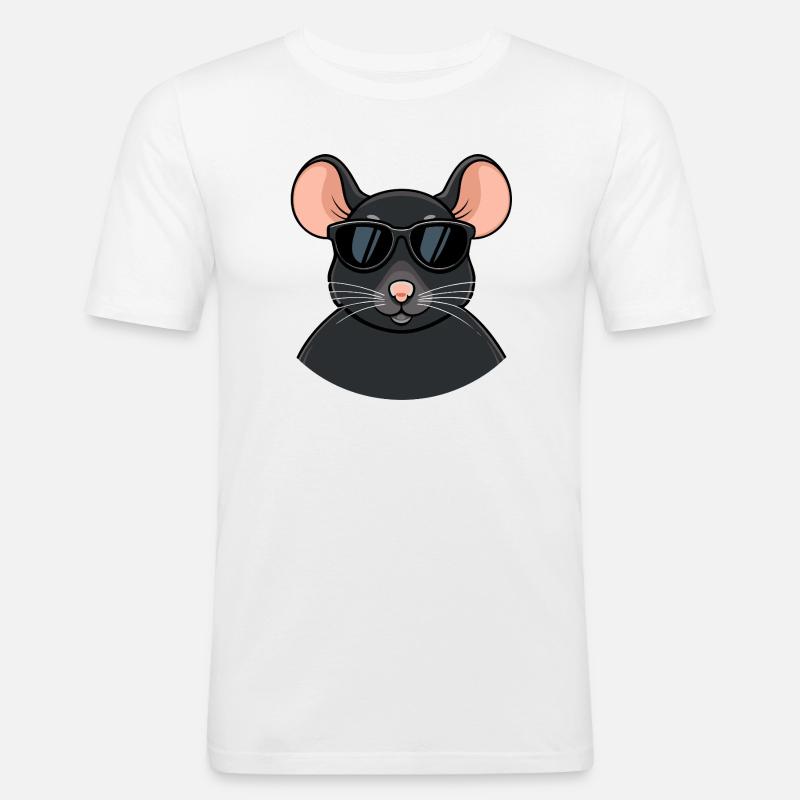Mouse chic schwarze Brille - Männer Slim Fit T-Shirt - Weiß