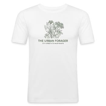 Croquis botanique de la cueillette urbaine Art de la nourriture sauvage - T-shirt près du corps Homme - blanc - Devant - Nik (191cm)