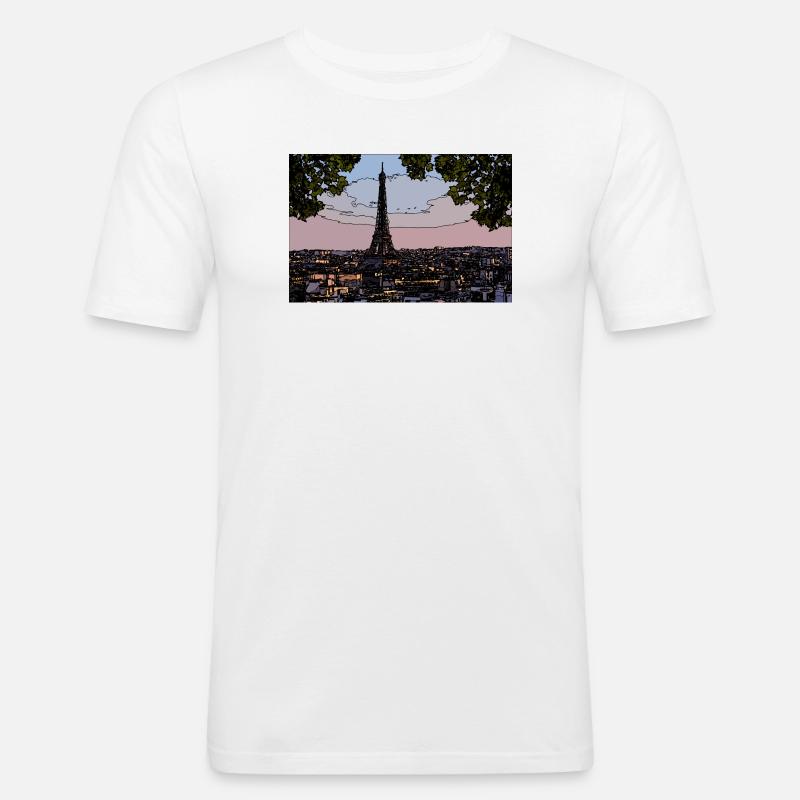 Paris Abendstimmung am Eiffelturm - Männer Slim Fit T-Shirt - Weiß