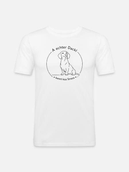 dackel kennt koa stress - Männer Slim Fit T-Shirt - Weiß