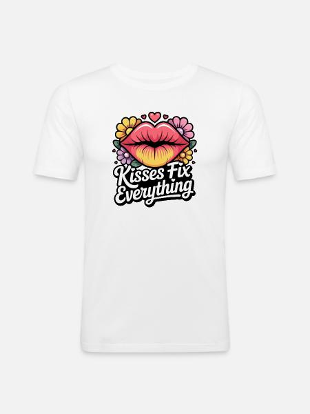 Kisses and hugs heal everything - Men's Slim Fit T-Shirt - white
