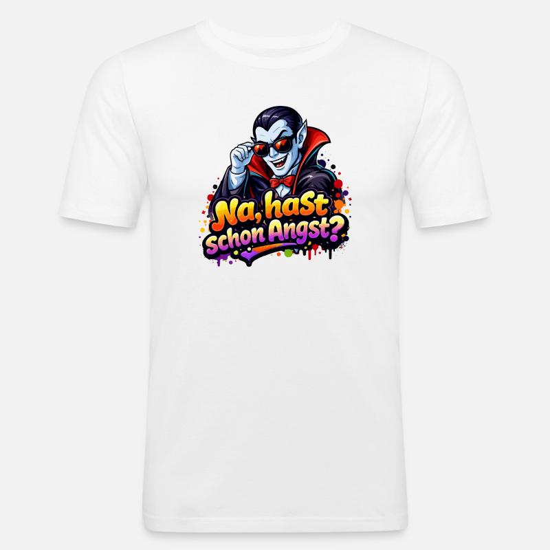 drakula-comic-spruch - Männer Slim Fit T-Shirt - Weiß