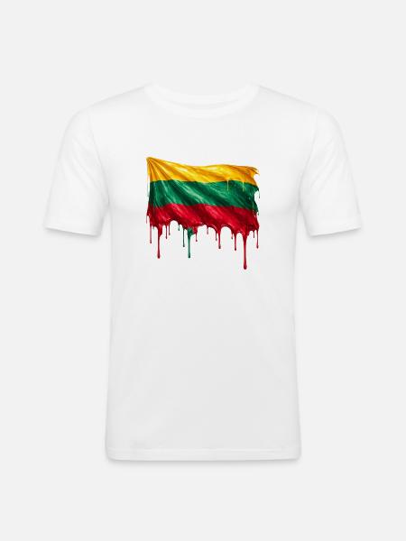 Drapeau lituanien couleur - T-shirt près du corps Homme - blanc