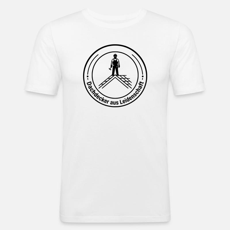 Dachdecker Leidenschaft Badge - Männer Slim Fit T-Shirt - Weiß