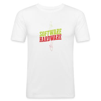 Funny IT Saying Software Hardware Word Game - Men's Slim Fit T-Shirt - white - Front - Nik (191cm)