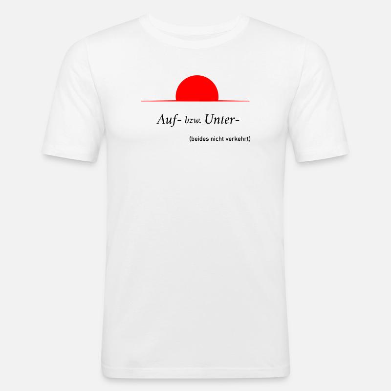 Auf oder Unter - Männer Slim Fit T-Shirt - Weiß