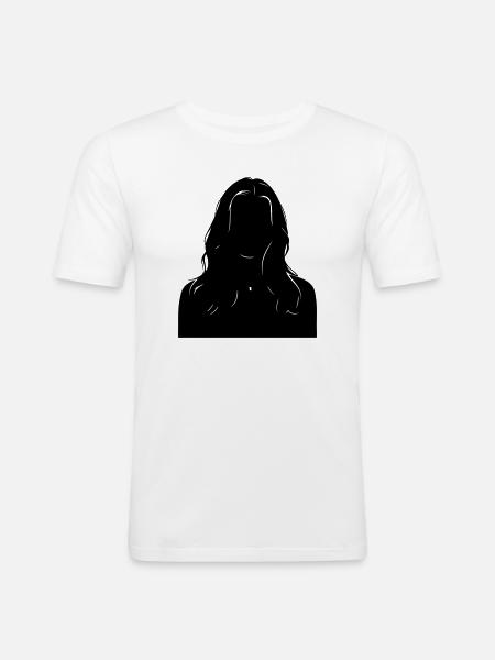 Sillouhette Frau - Männer Slim Fit T-Shirt - Weiß