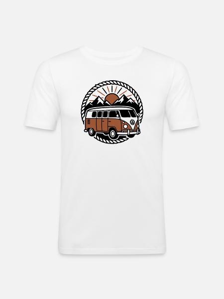 Iconic Retro Vanlife Camper Bus - Men's Slim Fit T-Shirt - white