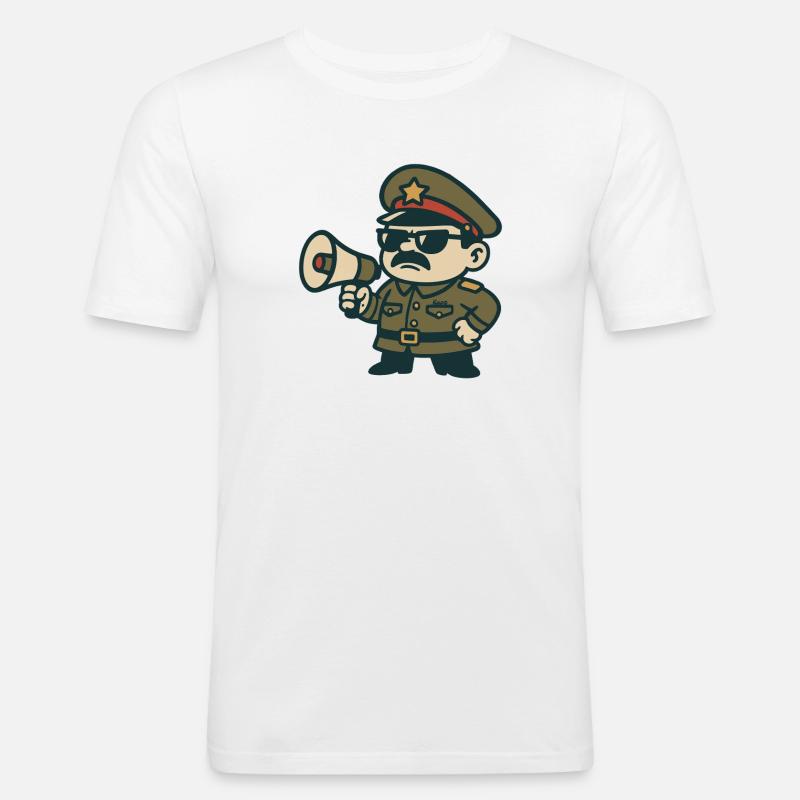 Retro-Sergeant-Megafon - Männer Slim Fit T-Shirt - Weiß