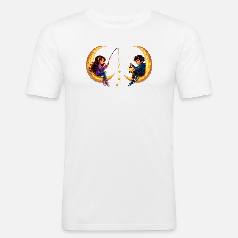 Giovani Ragazze Crescent Moon - Maglietta aderente da uomo - bianco