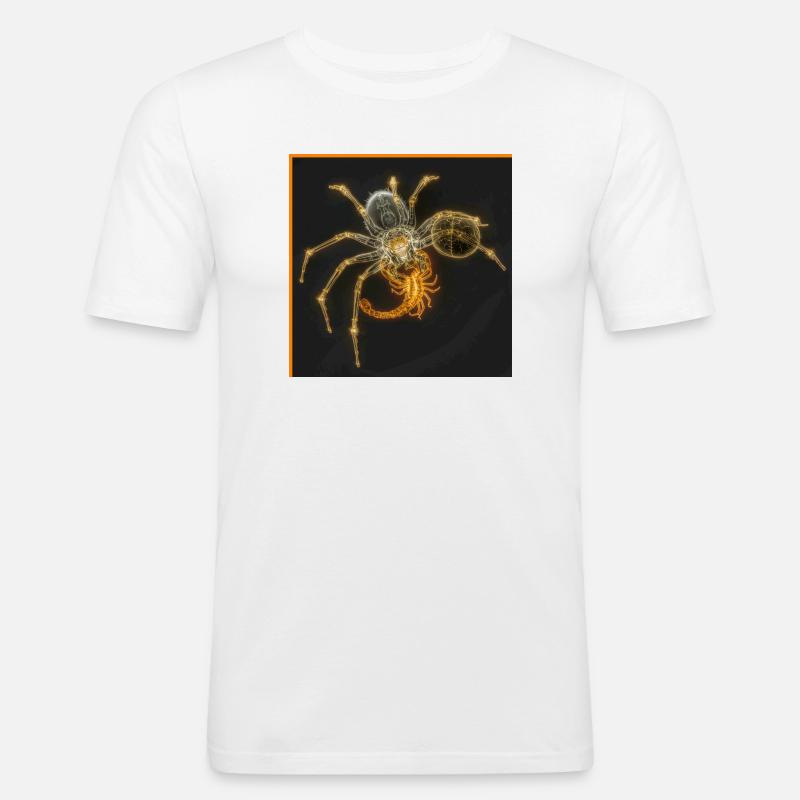 Neon-Spinne mit funky Tails - Männer Slim Fit T-Shirt - Weiß