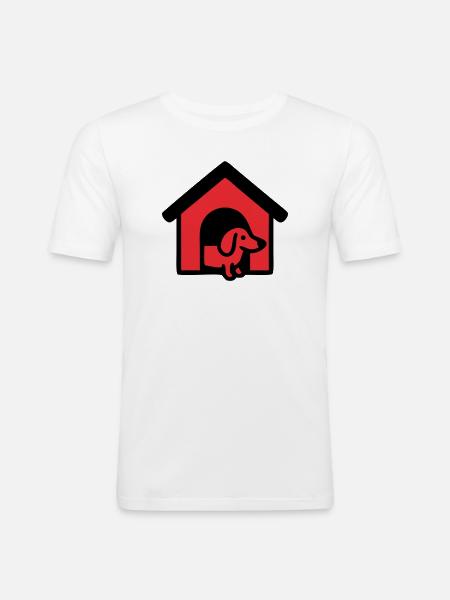 Dachshund Doghouse House Icon - Men's Slim Fit T-Shirt - white