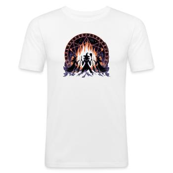  Drei Hexen Beim Ritual Am Feuer Vor Magischem - Männer Slim Fit T-Shirt - Weiß - Vorne - Nik (191cm)
