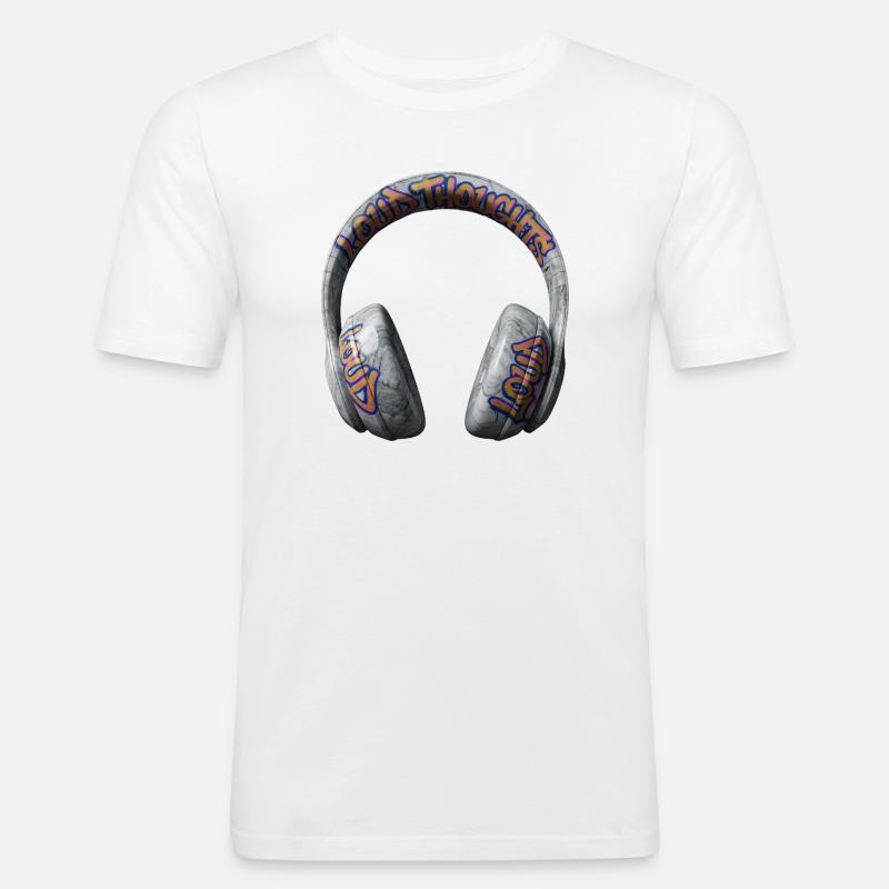 Loud Thoughts Graffiti Kopfhörer - Männer Slim Fit T-Shirt - Weiß