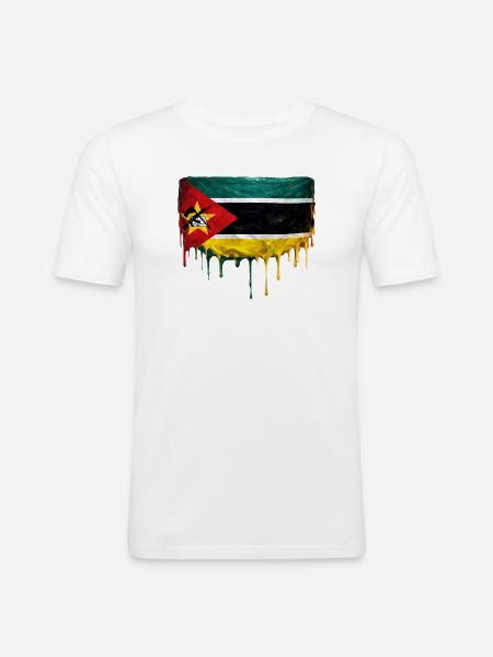 Mozambique Flaggen-Gemälde Tropfen - Männer Slim Fit T-Shirt - Weiß