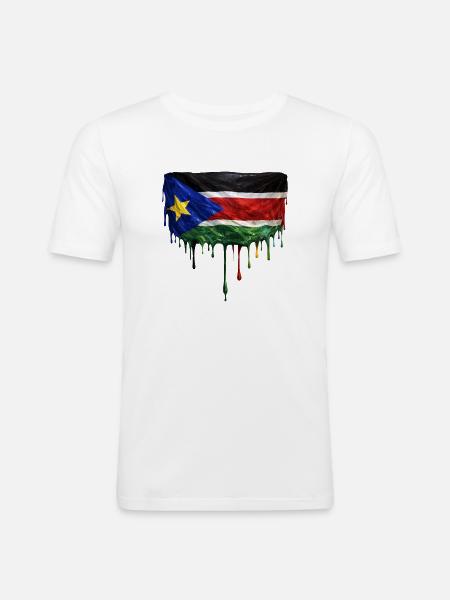 South Sudan Flag Drop Art - Men's Slim Fit T-Shirt - white
