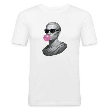 Caesar mit Sonnenbrille und Kaugummi - Männer Slim Fit T-Shirt - Weiß - Vorne - Nik (191cm)