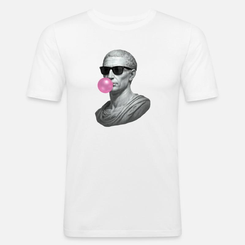 Caesar mit Sonnenbrille und Kaugummi - Männer Slim Fit T-Shirt - Weiß