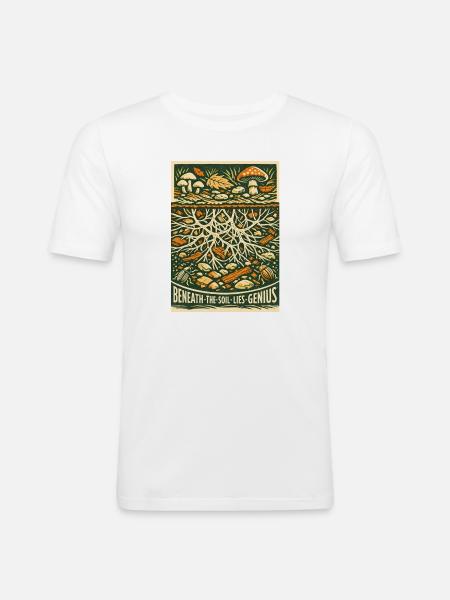 Genius Underground | Mycelium Mycology - Men's Slim Fit T-Shirt - white