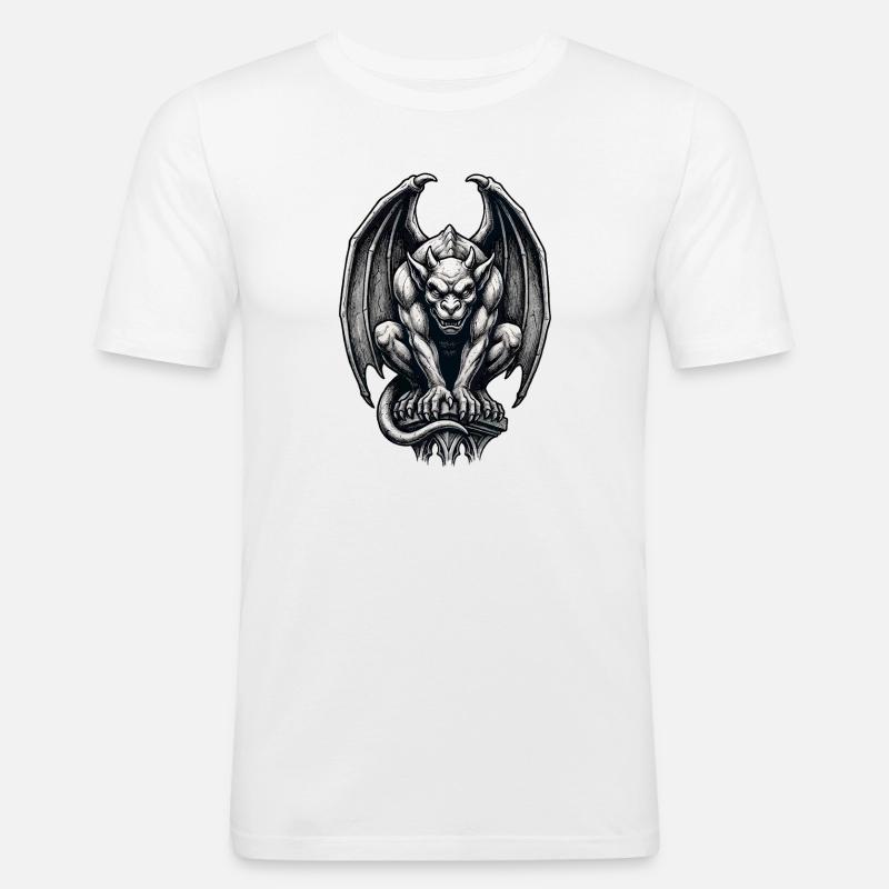 Vintage Gargoyle - Maglietta aderente da uomo - bianco