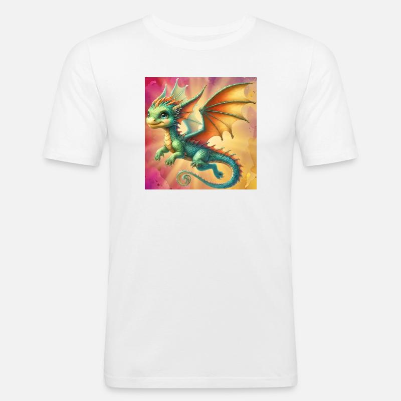 Drache - Männer Slim Fit T-Shirt - Weiß