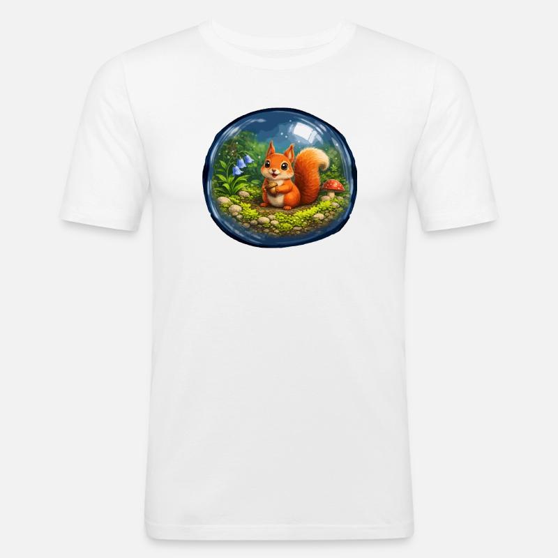 Märchenhörnchen in Glaskugel - Männer Slim Fit T-Shirt - Weiß