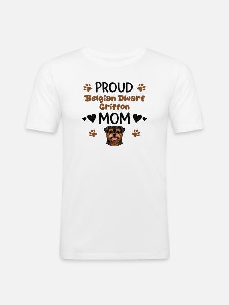 Orgullosa madre grifo, grifo enano belga - Camiseta ajustada hombre - blanco