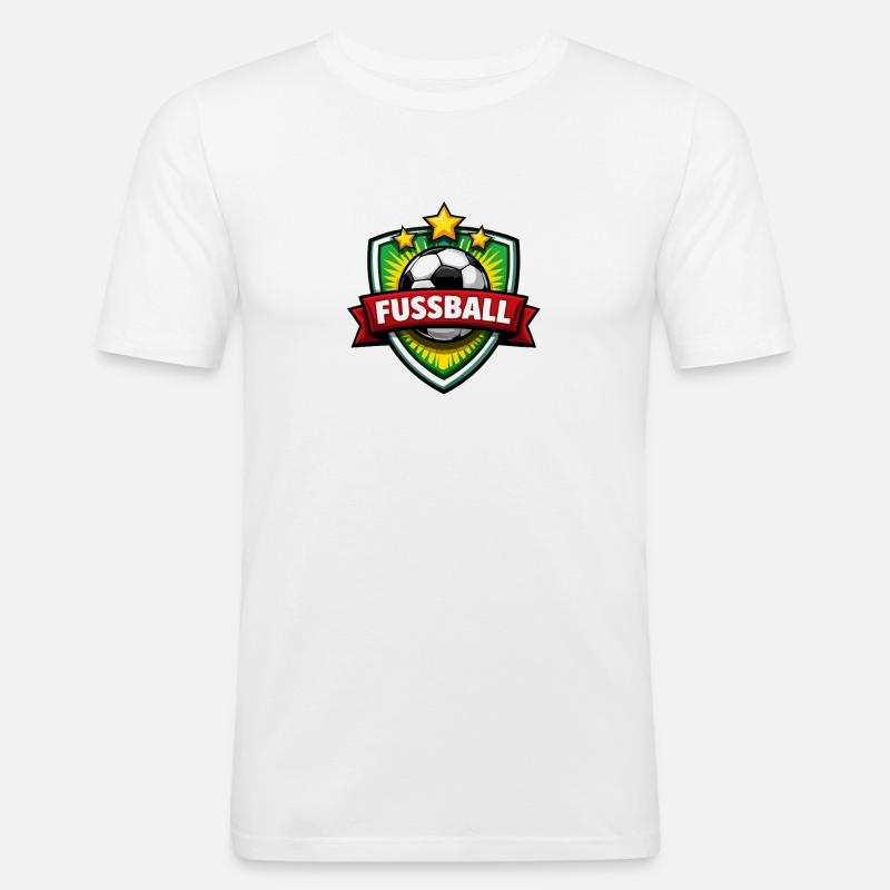 Fussball Shield mit Banner - Männer Slim Fit T-Shirt - Weiß