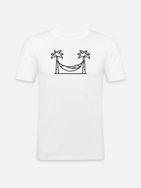 Hammock Palm Trees Holiday Outline - Men's Slim Fit T-Shirt - white