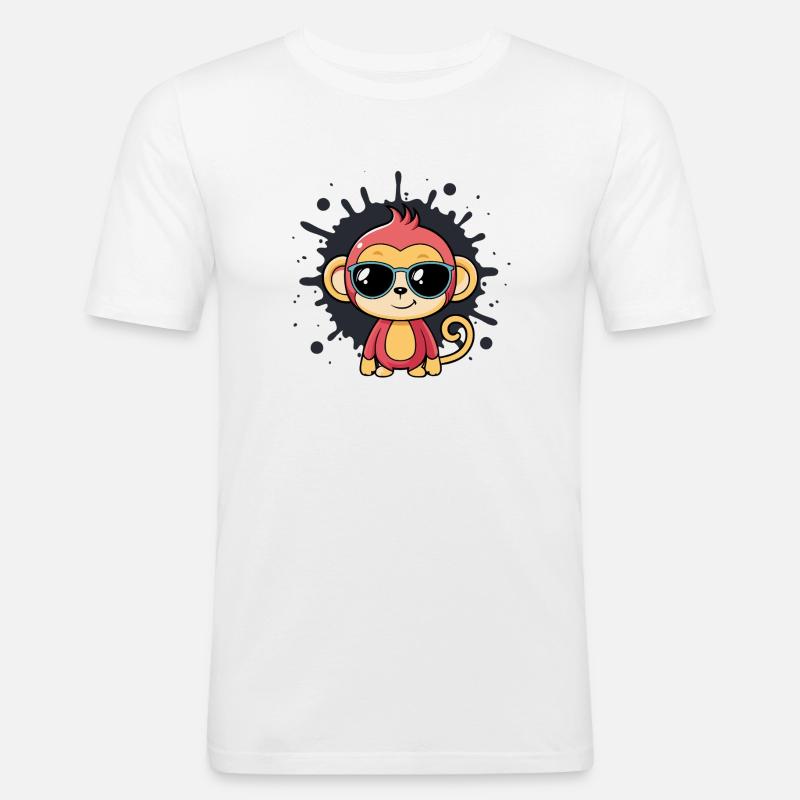 Monkey Chic Splash schwarze Brille - Männer Slim Fit T-Shirt - Weiß