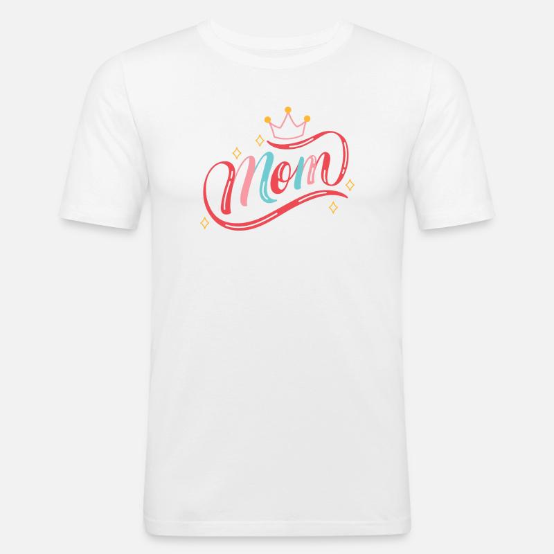 Crowned Mom Rainbow Script - Men's Slim Fit T-Shirt - white