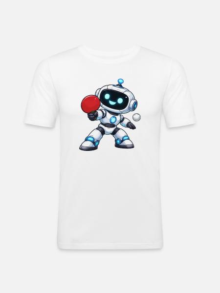 Robot Table Tennis - Men's Slim Fit T-Shirt - white