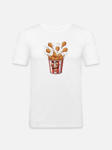 Popcorn Bucket Lächelgesicht - Männer Slim Fit T-Shirt - Weiß