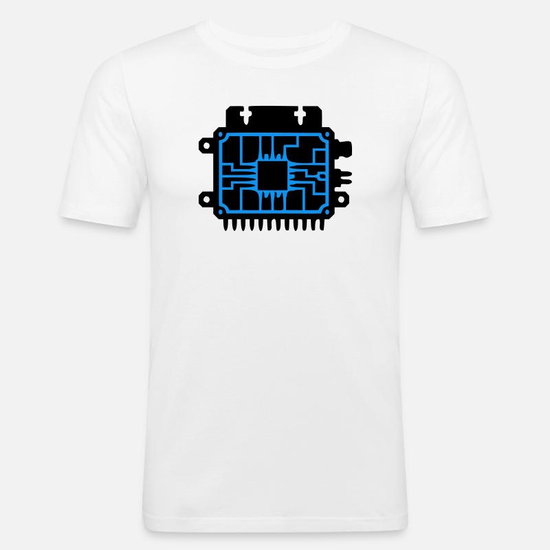 Logo informatique du PCB Microchip - T-shirt près du corps Homme - blanc