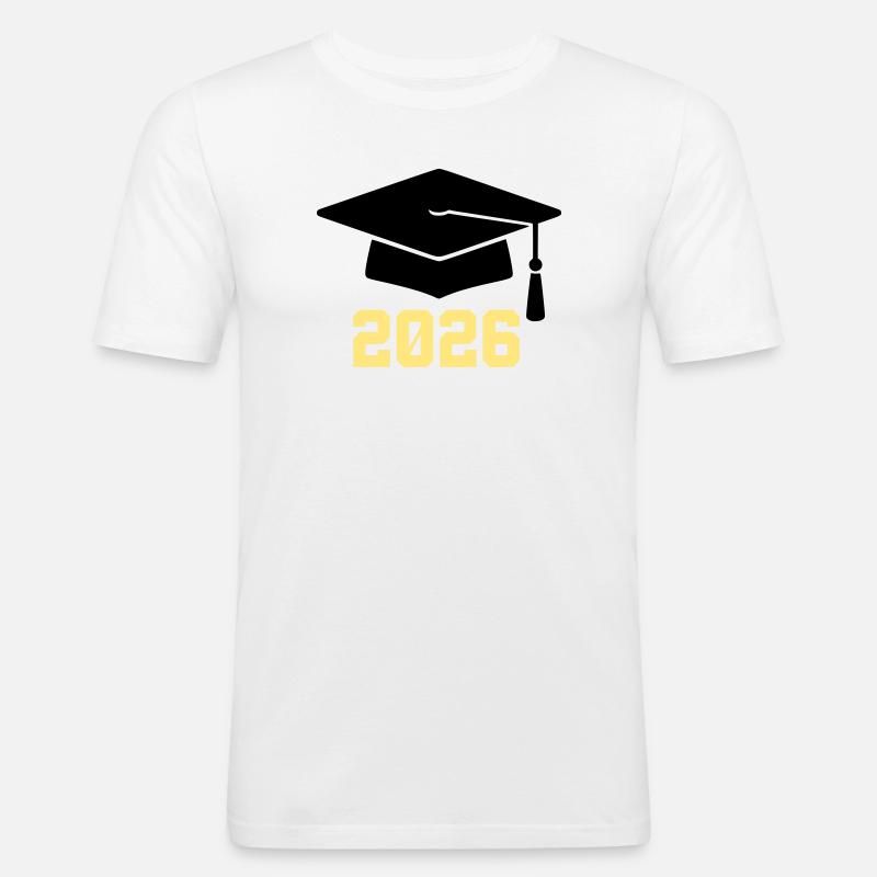Absolvent 2026 Bachelor Hut - Männer Slim Fit T-Shirt - Weiß