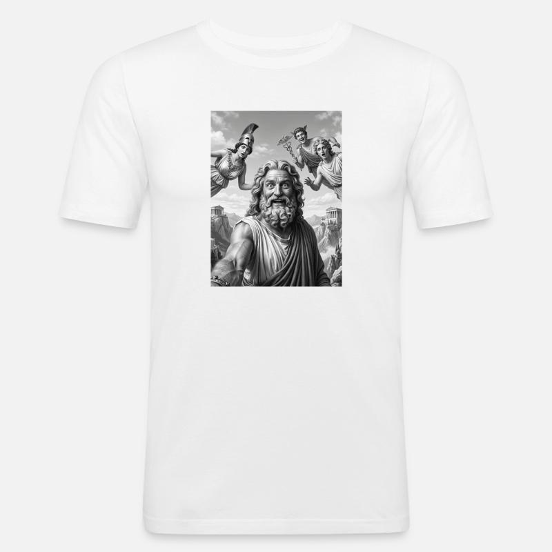 Zeus Selfie mit den Göttern - Männer Slim Fit T-Shirt - Weiß