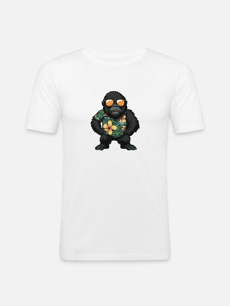 Vacances de Gorille Comic - T-shirt près du corps Homme - blanc