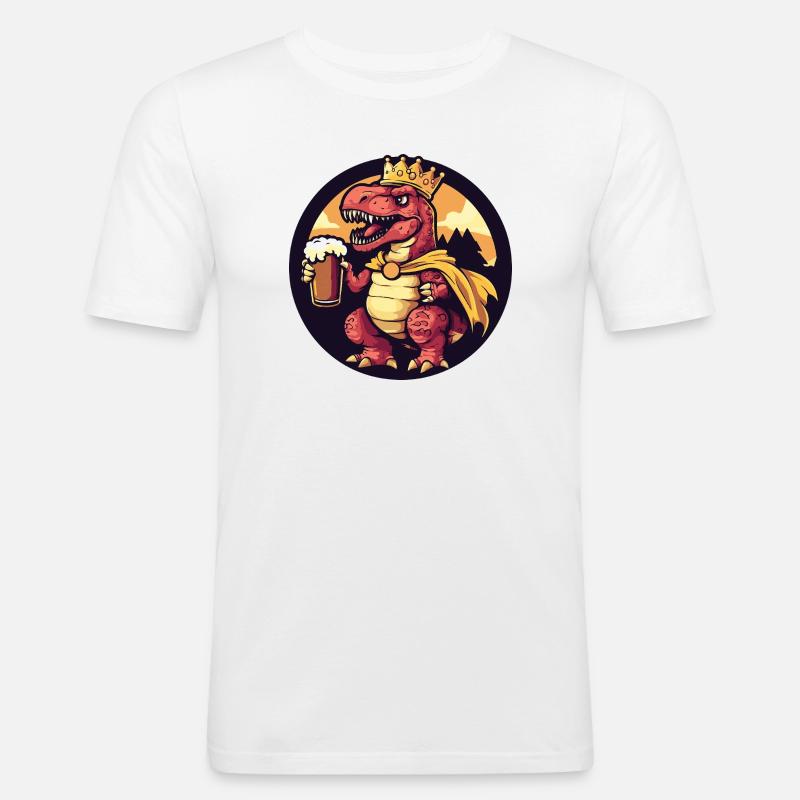 Dinosaurier T-Rex Bier Lustig - Männer Slim Fit T-Shirt - Weiß