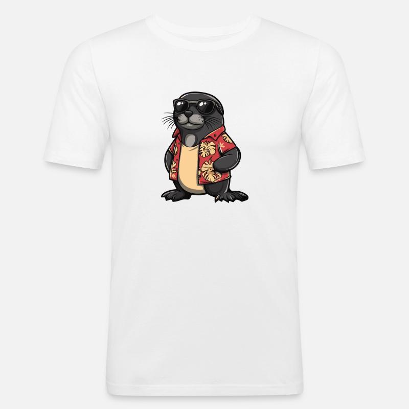 Robbe Comic Urlaub - Männer Slim Fit T-Shirt - Weiß