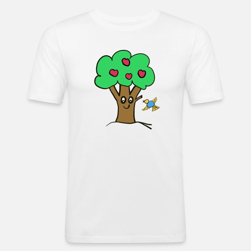 Apple Tree Tree Nature Bird - Men's Slim Fit T-Shirt - white